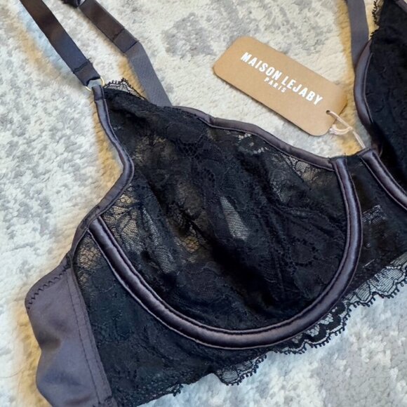 NWT Maison Lejaby Black Lace La Manufactur Underwire Bra - Picture 3 of 9